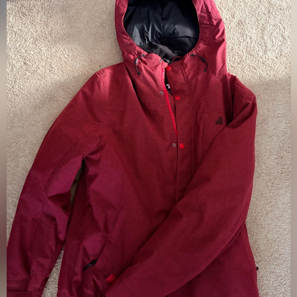 Men's Burgundy Hooded Ski Jacket